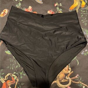 Aerie Black High-Waisted Swim Bottoms